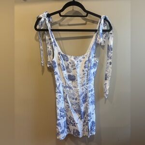 Reformation Blue and White Floral Dress